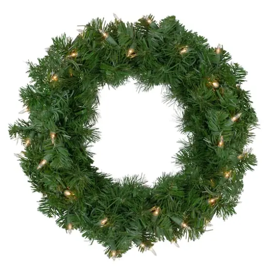 16" Pre-Lit Deluxe Windsor Pine Artificial Christmas Wreath {4}