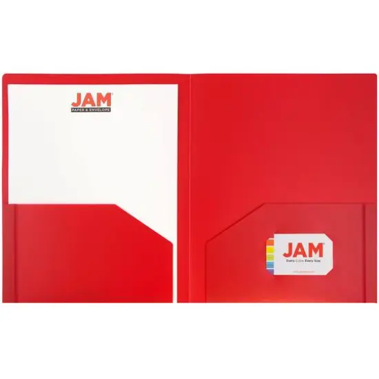 JAM Paper Heavy Duty Plastic 2-Pocket Folders, 6ct. Red {5}