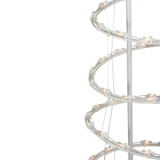 2 Pack Pre-Lit White Outdoor Spiral Cone Christmas Trees {4}