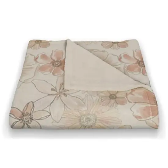 Watercolor Florals Coral Fleece Blanket Pink {3}