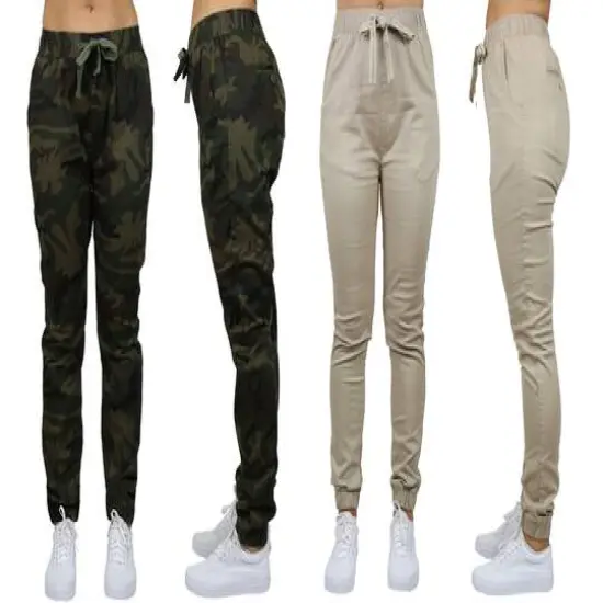 Galaxy By Harvic Loose Fit Stretch Twill Women's Joggers 2 Pack Camouflage/Khaki {1}