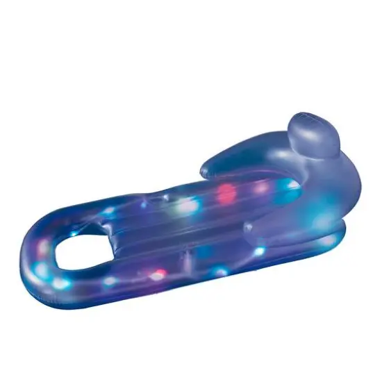60" Blue Multicolor LED Lighted Inflatable Pool Lounger {1}