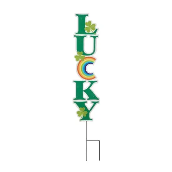 Glitzhome&reg; 42" St. Patrick's Metal LUCKY Yard Stake {1}