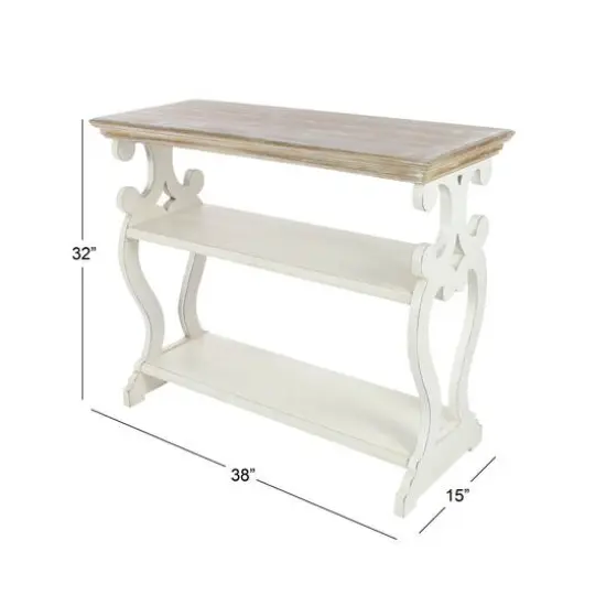 White Farmhouse Wood Console Table, 32" x 38" {7}