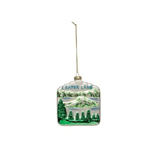 Hello Honey® Hand-Painted Glitter Crater Lake Glass Ornament {1}