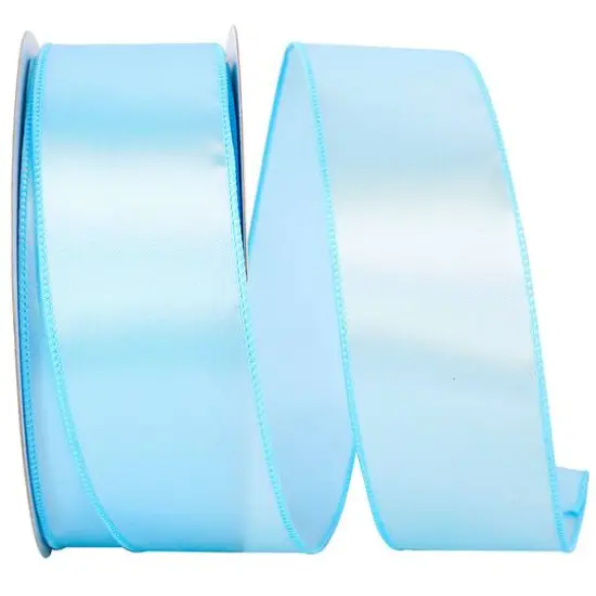 JAM Paper 2.5" x 50yd. Wired Satin Ribbon Pale Blue {1}