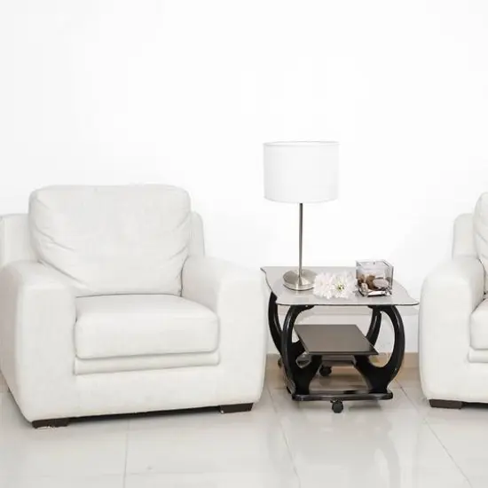 Simple Designs 23" White Fabric Shade Lamp Brushed Nickel {5}