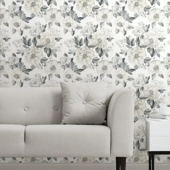 RoomMates Watercolor Floral Bouquet Peel & Stick Wallpaper Gray {5}