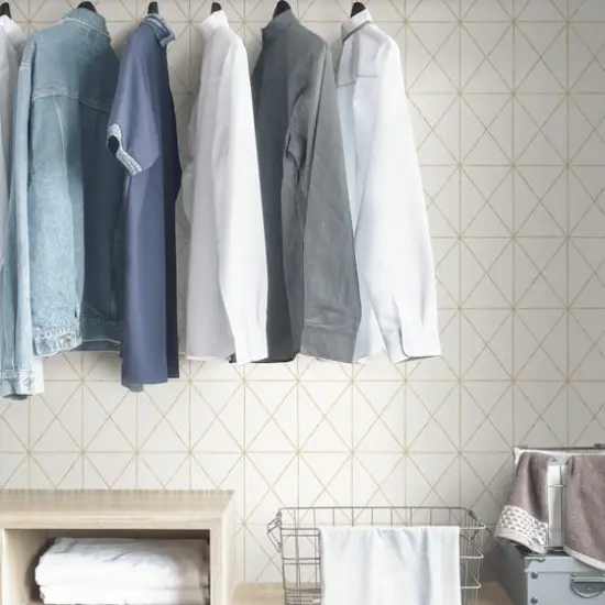 Wallpops White & Gold Get In Line Peel & Stick Wallpaper {5}