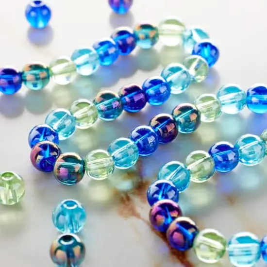 Aqua Mix Clear Glass Beads, 6mm by Bead Landing&trade; {3}