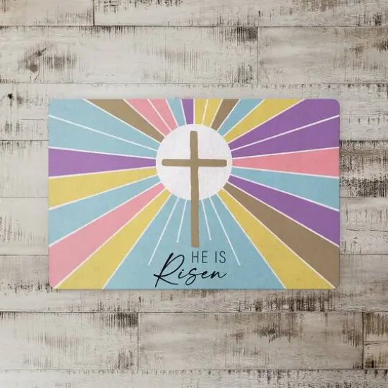 His Is Risen Colorful Floor Mat {3}