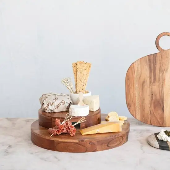 Hello Honey&reg; 10" Natural Acacia Wood Cake Pedestal {3}