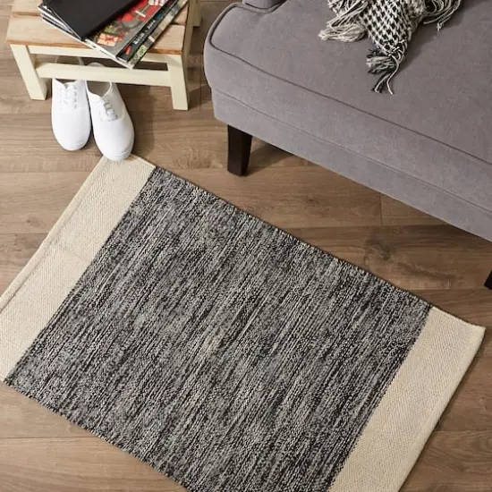 DII&reg; Black Variegated Border Hand-Loomed Rug, 2ft. x 3ft. {8}