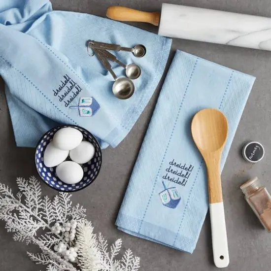 DII&reg; Dreidel Embroidered Dishtowel Set {6}