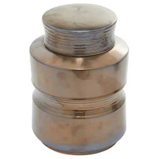 Set of 2" Bronze Ceramic Contemporary Decorative Jars, 9", 7" {4}