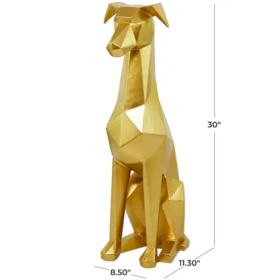 30" Silver Cubist Dog Sculpture Gold {7}