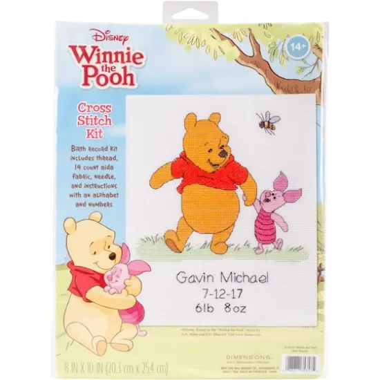 Dimensions&reg; Winnie the Pooh Birth Record Disney Counted Cross Stitch Kit {1}