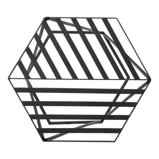 Glitzhome&reg; Modern Hexagon Black Metal Planter Set {8}