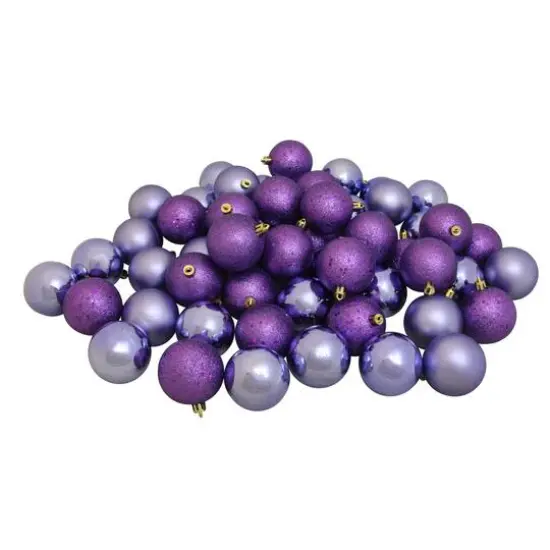 60ct. 2.5" Amethyst Purple 4-Finish Shatterproof Christmas Ball Ornaments {1}