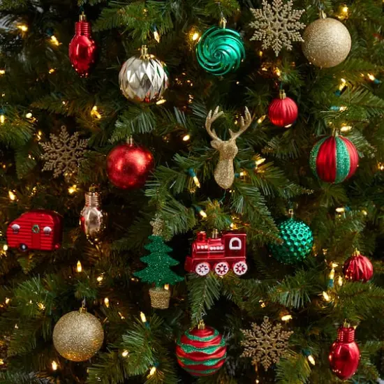 25ct. Holiday Deluxe Shatterproof Christmas Tree Ornament Box Set {6}