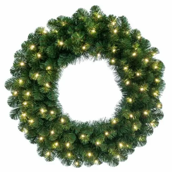 30" Oregon Fir Christmas Wreath, Warm White LED Lights {1}