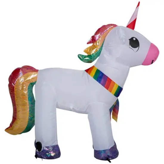 3.5ft. Airblown&reg; Inflatable Christmas Unicorn with Rainbow Scarf & Iridescent Accents {4}