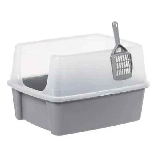 IRIS&reg; 20qt. Gray Cat Litter Box with Open Lid {1}