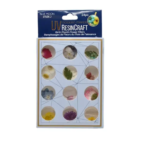 Blue Moon Studio&trade; UV Resin Craft 29mm Birth Month Flower Fillers, 24ct. {1}