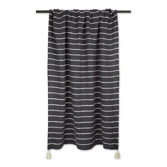 DII&reg; White Slub Stripe Throw Mineral Gray/Off-White {4}