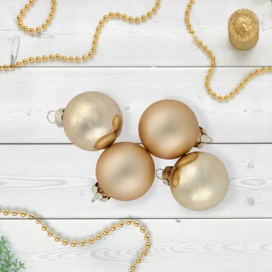 10ct. 1.75" Champagne Gold Shiny and Matte Glass Christmas Ball Ornaments {4}