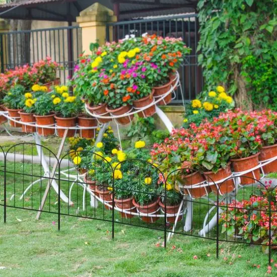 NEX 10.5ft. Black Decorative Arch Garden Fence {4}