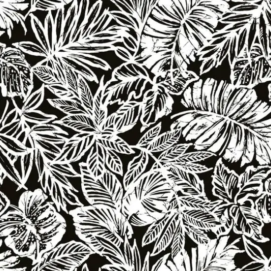 RoomMates Batik Tropical Leaf Peel & Stick Wallpaper Black {1}