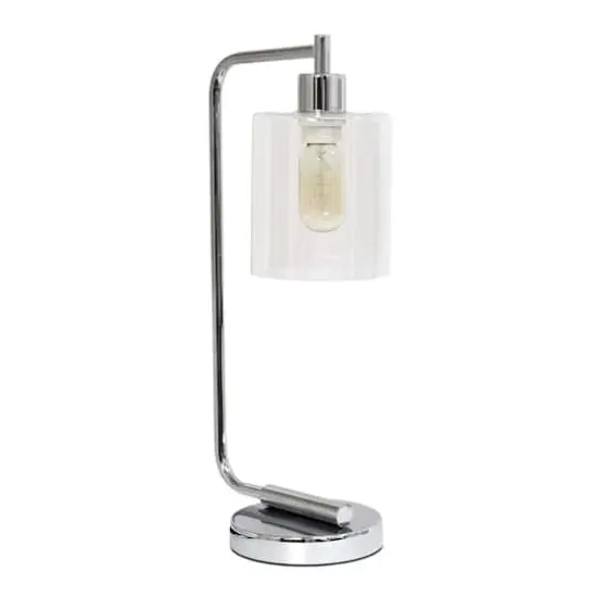 Lalia Home Modern Iron Desk Lamp with Glass Shade Chrome {1}