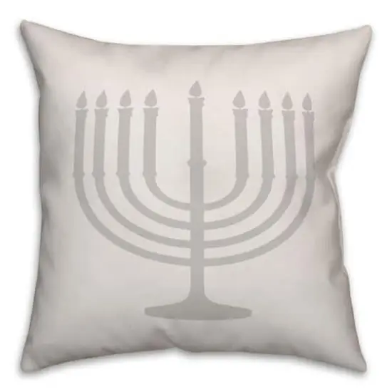 Gray Menorah 18x18 Spun Poly Pillow {3}