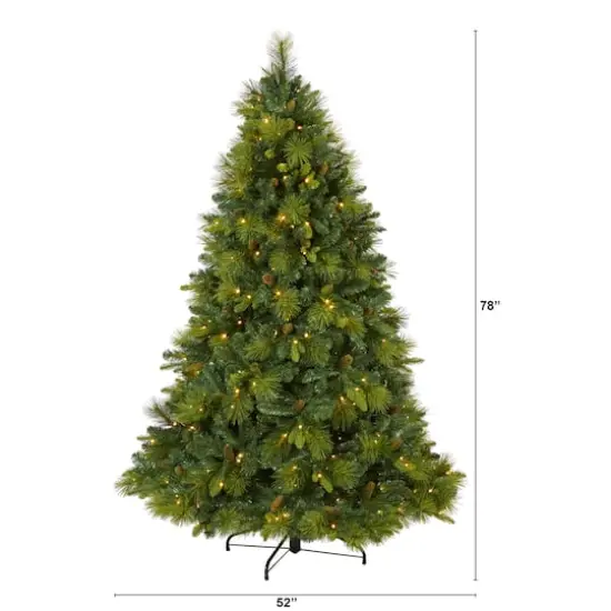 6.5ft. Pre-Lit North Carolina Mixed Pine Artificial Christmas Tree, Warm White LED Lights {8}