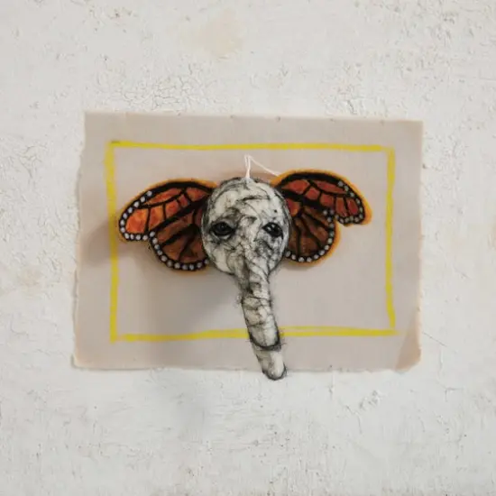 Hello Honey&reg; 7.5" Elephant Head Wool Felt Ornament {3}