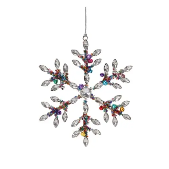Rainbow Beaded Snowflake Ornament Set {5}