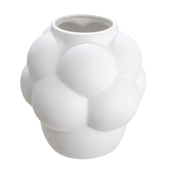 Hello Honey&reg; 8" White Raised Dots Ceramic Vase {1}