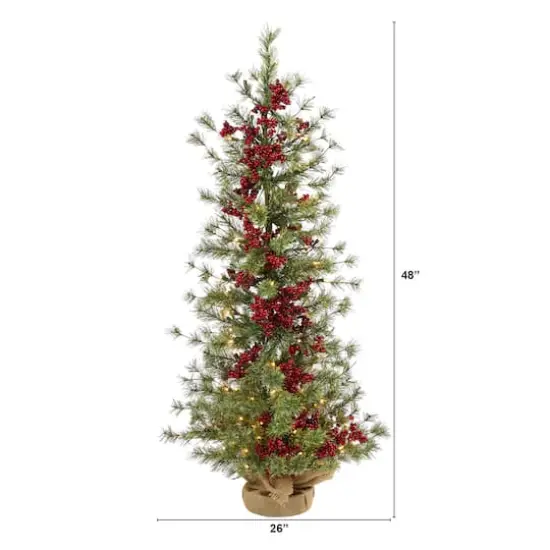 4ft. Pre-Lit Berry & Pine Artificial Christmas Tree, Warm White Lights {3}