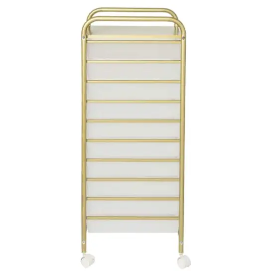 Honey Can Do 10-Drawer Gold Rolling Storage Cart {8}