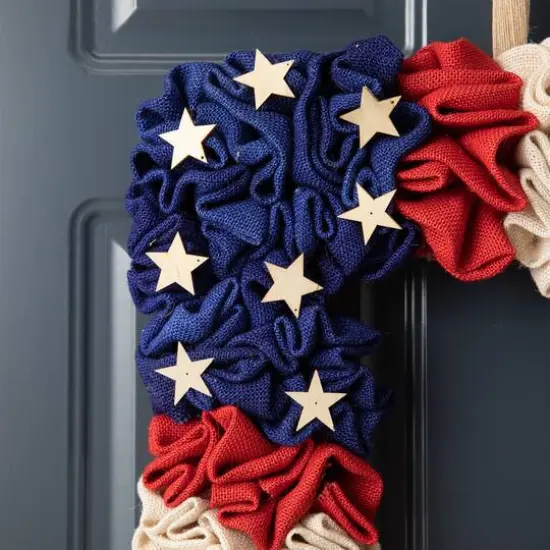 Glitzhome&reg; 19" American Flag Square Fabric Wreath {5}