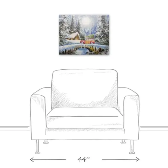 Snowy Christmas Landscape Canvas Wall Art {4}