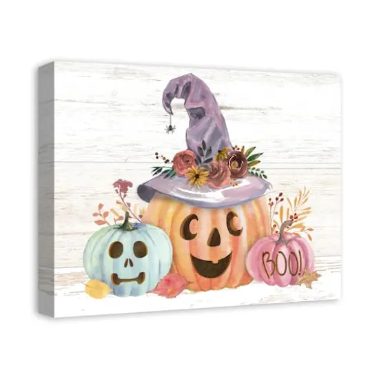 Pastel Jack-O-Lantern Still Life Canvas Wall Art {3}