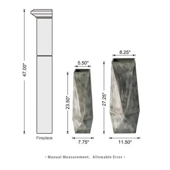 Glitzhome&reg; Geometric Antique Silver Metal Floor Vases Set {6}