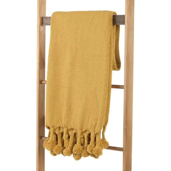 Hello Honey&reg; Woven Cotton Pom Pom Throw Gold {6}