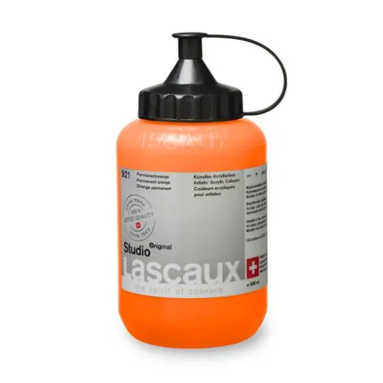 Lascaux Studio Acrylic Paint, 500mL 921 Permanent Orange {4}