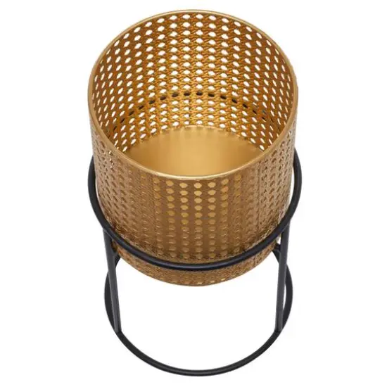 Set of 3 Gold Iron Contemporary Planter, 23" x 13" x 13" {9}