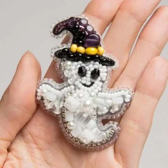 Crystal Art Beadwork Kit For Creating Broоch Ghost {6}