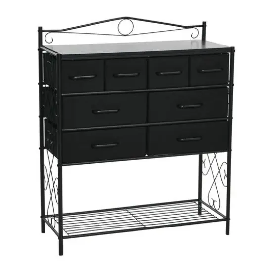 Household Essentials Victoria 8-Drawer Dresser with Shelf Black {1}