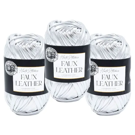3 Pack Lion Brand&reg; Haute Stitches Faux Leather Yarn Disco {1}